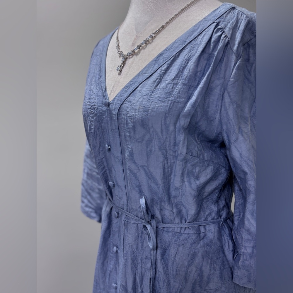 Elegant Blue Button-Up Dress